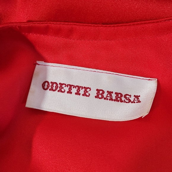 ODETTE BARSA Vintage Ladies Red Maxi Long Lounge Dress Caftan (Kaftan) Loose Fit - Picture 12 of 13